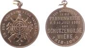 Schützen tragbare Medaille Bronze Wiehe - Erinnerung an die Fahnenweihe der Schützengilde, Zielscheibe vor gekreuzten Flinten / Schrift, ca. 28,8 MM -