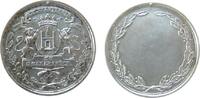 Schützen Preismedaille Bronze versilbert Quakenbrück - Schützenverein, gekröntes Wappen / leeres Gravurfeld, ca. 27,5 MM, entfernte Öse -