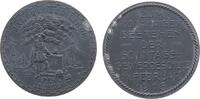 Freimaurer Medaille Zink Leipzig - auf die Sonntagsgewerbeschule der Loge Balduin zur Linde, an einem Lindenbaum stehender Ritter neben Feueraltar -