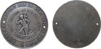 Frankreich Kühlerplakette Silber (?) Offert par la Ste.Ame. Huiles Renault, Regarde St. Christophe Puis VA - T - EN Rassure, Hl. Christopherus mit Wanders -