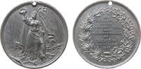 Städte Medaille Zinn Leipzig - Erinnerung an die 50-Jahrfeier der Völkerschlacht, Stadtgöttin mit Siegerkranz und Fahne auf Armaturen / Mehrzeil -