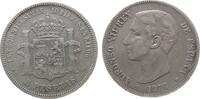 Spanien 5 Pesetas Ag Alfonso XII -