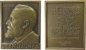 Paris Plakette Bronze Jaurés Jean (1859-1914) - französischer Historiker und Politiker, ermordet 1914 in Paris, Büste nach links / Mehrzeiler, -