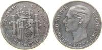 Spanien 5 Pesetas Ag Alfonso XII, DE-M -