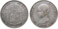 Spanien 5 Pesetas Ag Alfonso XIII, MP-M, kleine Randstöße -