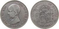 Spanien 5 Pesetas Ag Alfonso XIII -