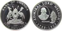 Uganda 1000 Shillings Ag Admiral Nelson, minimal fleckig -