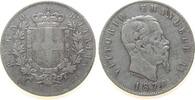 Italien 5 Lire Ag Emanuel II, M (Mailand), kleine Randfehler -