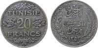 Tunesien Franz. 20 Francs Ag Ahmed, Bey (1929-1942), AH1353, Gad.105 -