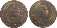 Südafrika 1 Penny Br Elisabeth II, attraktive Patina -