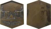 Städte Plakette Bronze Karlsruhe - gewidmet von der Landeshauptstadt, Marktplatzansicht, einseitig, v. Bertsch, ca. 67 x 80 MM, kleiner Randstoß -