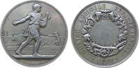 Frankreich Medaille Silber Aube - Comice Agricole Departemental, Landwirtschaft, Sämann vor pflügendem Bauer auf Feld / leeres Gravurfeld, v. Lagran -