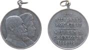 vor 1914 tragbare Medaille Aluminium Wilhelm II und Charlotte auf die Silberhochzeit, Württemberg, ca. 28,7 MM -