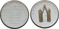 Porzellan Medaille Porzellan Löbau - 700 Jahre Stadt, ca. 40 MM -