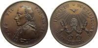 Vatikan Medaille Bronze Pius VII (1800-1823) - auf den Beginn seines Pontifikats, Büste nach links / Taube über Tiara und Schlüsseln, v. J. Hamer -