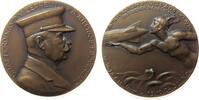 Luftfahrt Medaille Bronze Zeppelin Ferdinand Graf von - auf die Amerikafahrt des LZ 126, Brustbild nach rechts / Merkur hält Luftschiff über Wellen -