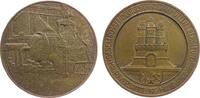 Bergbau Medaille Bronze Hamburg - auf die Hauptversammlung der Gesellschaft deutscher Metallhütten und Bergleute, Hüttenwerk / Stadtwappen über z -