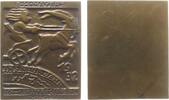 Neujahr Plakette Bronze Ins Neue Jahr - Widdergespann über Ausschnitt des Sternenkreises nach rechts, einseitig, v. B.H. Mayer, ca. 50,5 x 61,5 M -