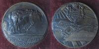 Monaco Medaille Eisen patiniert Monaco - Moto-Club (Gravur), Ansicht von Monaco / Landkarte unter Wappen, v. Pierre Turin, ca. 68 MM, ca. 154 Gr -