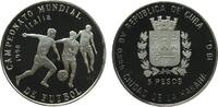 Kuba 5 Pesos Ag Fußball WM Italien, drei Spieler -