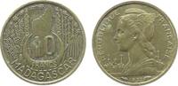 Madagaskar 10 Francs AlBr Landkarte, etwas fleckig -