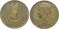 Madagaskar 10 Francs AlBr Landkarte, etwas fleckig -