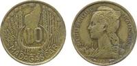 Madagaskar 10 Francs AlBr Landkarte, etwas fleckig -