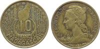 Madagaskar 10 Francs AlBr Landkarte, etwas fleckig -