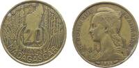 Madagaskar 20 Francs AlBr Landkarte, etwas fleckig -