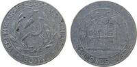 Weimarer Republik Wertmarke zu 50 Pfennig Aluminium Chemnitz - Baufonds, KPD, Wert mit Hammer und Sichel und Stern - VEREINTE KRAFT-GROSSES SCHAFFT / drei Häuser neben Ha -