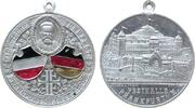 tragbare Medaille 1908 Frankfurt Aluminium teilemailliert Frankfurt - XI. Deutsches Turnfest,Büste Jahns in einem Medaillon über zwei Wappen / Fe...