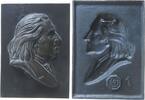 Musik Plakette Eisen Liszt Franz (1811-1886), Musiker und Komponist, einseitiger Hohlguß mit Aufhängevorrichtung, v. Jäckel, Rückseitige Gußmar -
