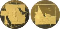 Saudi Arabien Medaille vergoldet Jeddah (Dschidda) - auf König Abdul-Aziz Al Saud (1875-1953), AH 1400, Portrait halbrechts vor Landkarte / Schiffswerf -