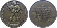 Kaiserslautern Medaille Bronze Kaiserslautern - auf das 650jährige Stadtjubiläum, Landsknecht mit Schwert schwingt die Stadtfahne / Schrift, v. Poellath -