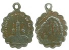 Wallfahrt Medaillon Weißmetall Basilique de N Lame du Rosaihe, ca. 16 x 14 MM -