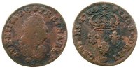 Frankreich 2 Deniers de Strasbourg 1708 Ku Louis XIV, Mzz: BB (Strasbourg) sge-s
