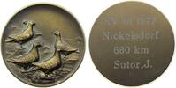 Tiere Medaille bronziert Brieftaubenrennen - J. Sutor - Nickelsdorf - 680 KM, ca. 50 MM -