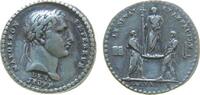 Napoleon Miniaturmedaille Silber Napoléon I. (1804-1814, 1815) - auf seine Krönung, Büste nach rechts mit Lorbeerkranz / Schilderhebung, v. R. V. Jeuffroy -