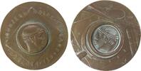 Kunstmedaillen Medaille Bronzeguß Verband der Deutschen Münzenhändler - auf den 50. Jahrestag, Römerkopf und Umschrift / Lupe mit Römerkopf, v. H. K. Bu -