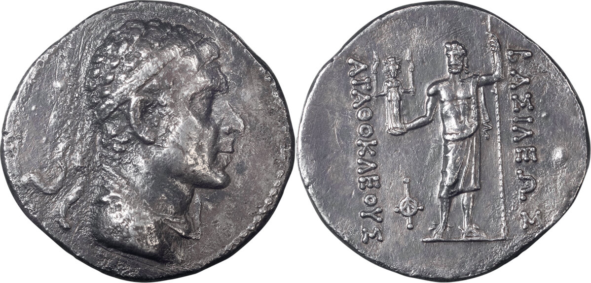 Ancient Greek c. 185-170 BC Bactria, Agathocles. Tetradrachm | MA-Shops