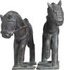 Chinese Chinese Unusual Pair of Ming Bronze Horses -