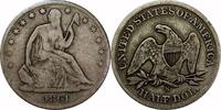 USA 50¢ Seated 50¢, 1861-S, 50¢, VG10 -