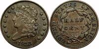 USA ½¢ Classic Half Cent, 1833, ½¢, AU50 BN -