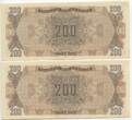 Griechenland 2 x 200.000.000 Drachmai Banknoten Lot 1944 GB771 - Fortlaufende Nummern Greece Paper Money Bankfrische Erhaltung