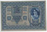 Österreich Ungarn Kaiserreich 1000 Krone mit Stempel GB757 - Ausgegeben nach dem 4. Oktober 1920 Banknote Leicht Gebrauchte Erhaltung