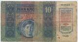 Ungarn Kaiserreich 10 Kronen mit Stempel 1915 GB563 - MAGYARORSZÁG 10 Korona Banknote Austria-Hungary Stark gebrauchte Erhaltung, geklebt