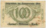Deutsches Reich Weimar Bayern 100 Millionen Mark Notgeld 1. Oktober 1923 GB690 - Kreisgemeinde Pfalz Notgeldschein Gebrauchte Erhaltung, starke Flecken