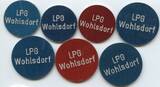 Deutsche Demokratische Republik Anhalt Wertmarke Lot 7 Stück Jeton Token nd. M#7980 - LPG Wohlsdorf, Kreis Bernburg Fernau meist EF