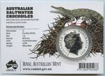 Australien Australia 1 Dollar - 1 Unze Bullion Coin 1 Oz Silber 2015 GN649d - Agro Jr. - Salzwasserkrokodil - Australian Saltwater Crocodiles UNC in original Karte