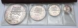Dahomey - Benin 100, 200, 500, 1000 Francs Silber 1971 10th Anniversary of Independence - Abomey, Ouémé, Somba Woman, Lake Ganvié Proof in Original Folder, leichte Patina